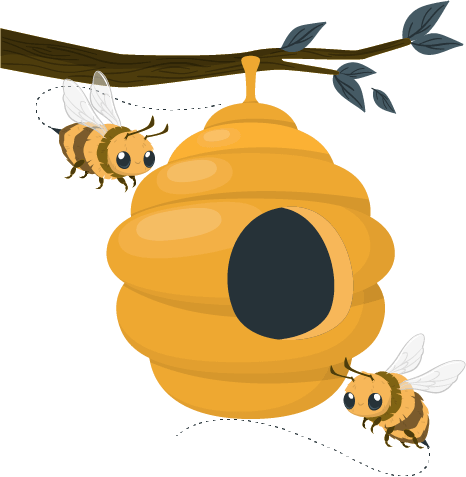 Beehive Duct Cleaning bees and beehive cartoon logo